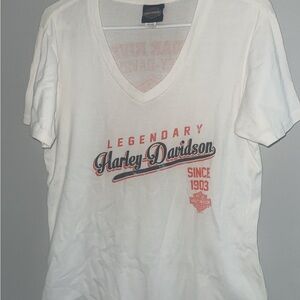 Harley-Davidson White Tee with Red Logo